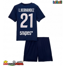 Camisa de Futebol Paris Saint-Germain Lucas Hernandez #21 Equipamento Principal Infantil 2025-26 Manga Curta (+ Calças curtas)